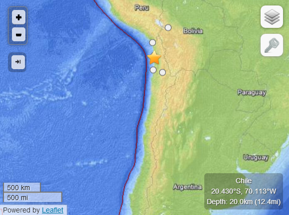 智利地震上調為7.8級對智利秘魯發(fā)布海嘯預警